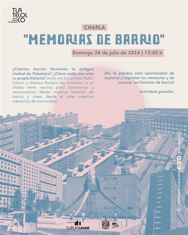 <p>CHARLA "MEMORIAS DE BARRIO"</p>