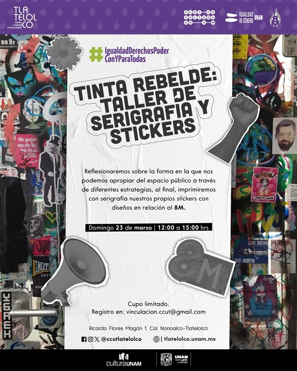 <p>Tinta rebelde: taller de serigrafia y stickers</p>